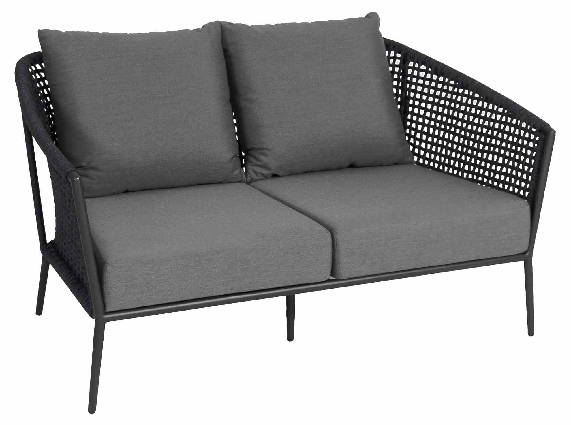 Jati & Safara 2-Sitzer eisengrau/schwarz Sofa, cast Kissen Lounge weaving), slate Kebon (open